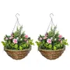 Image de Outsunny : Lot de 2 plantes artificielles Lisianthus à suspendre, avec pot