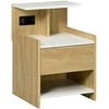 Image de Table De Chevet Moderne Avec 2 Prises 2 Ports Usb Et Tiroir 40x40x60 Cm Aspect Bois