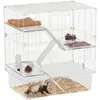 Image de PawHut, cage à plusieurs niveaux pour petits animaux, avec accessoires inclus, en acier, PET et PS, dimensions 73x47x80 cm, couleur blanche