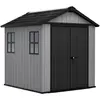 Image de Newton + 757/775 - Abri de jardin 223x246x230 cm à 2 portes pour rangement d’outils, finition effet bois Evotech+ en résine grise et noire