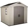 Image de Factor 8x8 - Abri de jardin 256,50x243x255 cm 2 portes pour rangement d’outils finition effet bois en résine beige