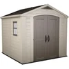 Image de Factor 8x8 - Abri De Jardin 256,50x243x255 Cm 2 Portes Pour Rangement D’outils Finition Effet Bois En Résine Beige