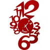 Image de Horloge Murale Lupin Design Moderne Rouge Fabriquée En Italie, Acier, D. 50 Cm, Style Minimal Pour Salon, Cuisine, Bureau
