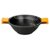 Image de BRA Efficient, ronde, poêle wok / poêle à frire, noire, orange, PTFE, 300 °C, aluminium