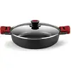 Image de BRA Premiere - Casserole basse 36 cm, Fonte d'aluminium, triple épaisseur, revêtement anti-adhésif renforcé, 2 poignées de silicone amovible, compatible tous feux y compris induction, couleur rouge