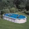 Image de Gre   Piscine Hors Sol Acier Blanc Ovale 9,20 X 5,05 X 1,32 M   Structure Galvanisée 45/100   Filtration À Sable 8 M³/h   Échelle De Sécurité Incluse