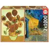 Image de Puzzle Van Gogh 2 x 1000 pièces - Les Tournesols et Terrasse du Café le Soir - Neuf