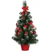 Image de Sapin décoré, rouge, 60 cm, recouvert de neige