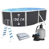 Image de Piscine Hors-sol Acier Toi Magnum Anthracite Ovale 640x366x132cm Liner Gris Filtre 6m³/h