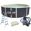 Image de Piscine Hors-sol Acier Ronde Ø 550x132cm   Liner Sable 40/100e Anti-uv   Structure Laquée Anthracite   Filtration À Sable 3,6 M³/h   Toi