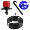Image de Suinga - Tuyau D'Arrosage Goutte À Goutte 16 Mm 100 M + 100 Goutteurs Réglables 0 À 70 Litres/heure + 100 Crampon De Fixation 16 Mm