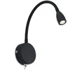Image de Applique murale LED Loke 3W de Faro Barcelona avec bras articulé - Aluminium et métal peint, pour chambre ou lecture - Noir