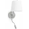 Image de Applique murale BERNI avec liseuse LED nickel satiné