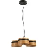 Image de Suspension LOOP LED 18W 2700K acier noir mat, bois cerisier H:129cm Ø52cm
