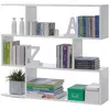 Image de Tagère Auxiliaire Basse Athena Pour Salon, Salle À Manger, Couloir, Décoration, Couleur : Blanc, Chêne Canadien Ou Blanc/ciment, 110 X 97 X 24 Cm
