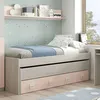 Image de Usinestreet - Lit Enfant Gigogne 190x90 Cm Et 180x90 Cm Gris Et Rose - Alata