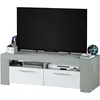 Image de Usinestreet - Ambit Meuble Tv 2 Portes - Style Contemporain - Gris Et Blanc - L 120 Cm