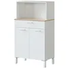 Image de Meuble Auxiliaire De Cuisine Micro-ondes 2 Portes 1 Tiroir Style Moderne Yuka Blanc (mat) 126x72x40 Cm