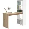 Image de Miroytengo - Bureau Duplo Avec Étagères Réversibles En Mélamine Artik Blanc, Artik Blanc/chêne Ou Artik Blanc/gris 120 X 144 X 53 Cm