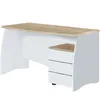 Image de Bureau Droit Avec Commode 3 Tiroirs   Dimensions 136x67x74 Cm   Panneau Mélaminé Résistant Aux Chocs   Style Moderne Pour Petits Espaces   Mirakemueble