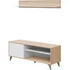 Image de CALICOSY - Meuble TV 2 niches et 1 porte avec son étagère murale Kikua Plus - L135 cm
