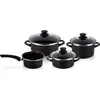 Image de Magefesa KENIA Set de casseroles, 7 pièces induction double couche anti-adhésive PFOA couvercle en verre noir