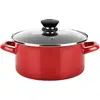 Image de Fagor - Optimax Casserole Induction 26 Cm Acier Émaillé, Antiadhésif Sans Pfoa, Couvercle Verre Rouge