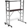 Image de Chafaudage Roulant 3 En 1 - Échelle Escabeau Et Plateforme De Travail - Aluminium - Hauteur Ajustable Max 270cm - Vounot