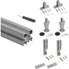 Image de Lot de 2 cadres Zero avec quincaillerie et profilés pour montage au sol et au mur avec vérin circulaire - Aluminium et Zamak - Gris pierre