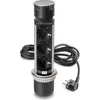 Image de Multiconnecteur Vertikal Push 60 - diamètre 60 mm - 3 prises de type Schuko - 1 USB de type A - 1 USB de type C - Acier et plastique - Acier inoxydable