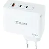 Image de Chargeur mural TooQ TQWC-GANQC2PD100W/ 2xUSB Type-C/ 1xUSB/ 100W