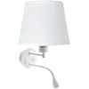 Image de Barcelona Led   Applique Murale Chambre E27 Avec Liseuse Led 3w   Abat-jour En Tissu   Base Métallique   Lumière Blanche Chaude 3000k   Dimensions Ø 220 X 450 Mm