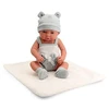 Image de Tachan - Baby Doll réaliste 40cm, avec vêtements tricotés gris et blancs, avec couverture en peluche, membres articulés Tachan