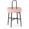 Image de Table Auxiliaire Table Basse Ronde Jaipur Avec Plateau En Mdf Rose Et Structure Métallique En Couleur Noir Mat/diamètre: 40 Cm