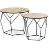 Image de Set De 2 Tables Basses Tokio Avec Plateau En Placage De Bois Naturel Et Structure En Métal En Noir.