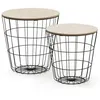 Image de Set De 2 Tables Basses Everest, Plateau En Placage De Bois Naturel Et Structure Métal