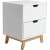 Image de Table De Chevet Miranda 2 Tiroirs Blanc, Mdf Laqué En Couler Blanc
