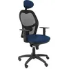Image de Piqueras y crespo (piqu7) jorquera chaise maille noire assise similicuir bleu marine avec tête fixe-bureau, taille unique