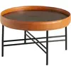 Image de Angel Cerdá Table basse ronde en similicuir, noyer et acier noir 2058