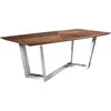 Image de Table de salle à manger tonneau ovale en noyer en acier chromé 1097