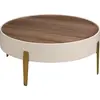 Image de Table basse ronde en noyer, bois beige et acier doré poli 2151