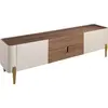 Image de Angel Cerdá Support TV en bois beige, acier poli doré et plateau en noyer 3275