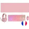 Image de Pack Gamer 4en1 (Clavier/Souris/Casque/Tapis) Mars Gaming MCP-RGB3 (Rose) #3POURCENT