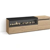 Image de COZY Meuble TV, Banc Télé, 150x35x45cm, Pour les TV jusqu'à 65", Cheminée électrique, Chêne et noir