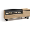 Image de COZY Meuble TV, Banc Télé, 150x35x57cm, Pour les TV jusqu'à 65", Cheminée électrique, Chêne et noir