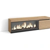 Image de COZY Meuble TV, Banc Télé, 158x35x45cm, Pour les TV jusqu'à 65", Cheminée électrique XXL, Chêne