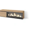 Image de COZY Meuble TV, Banc Télé, 158x35x45cm, Pour les TV jusqu'à 65", Cheminée électrique XXL, Chêne