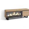 Image de COZY Meuble TV, Banc Télé, 158x35x57cm, Pour les TV jusqu'à 65", Cheminée électrique XXL, Chêne