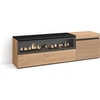 Image de COZY Meuble TV, Banc Télé, 150x35x45cm, Pour les TV jusqu'à 65", Cheminée électrique, Chêne