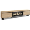 Image de COZY Meuble TV, Banc Télé, 267x35x57cm, TV grand format, Cheminée électrique XXL, Chêne